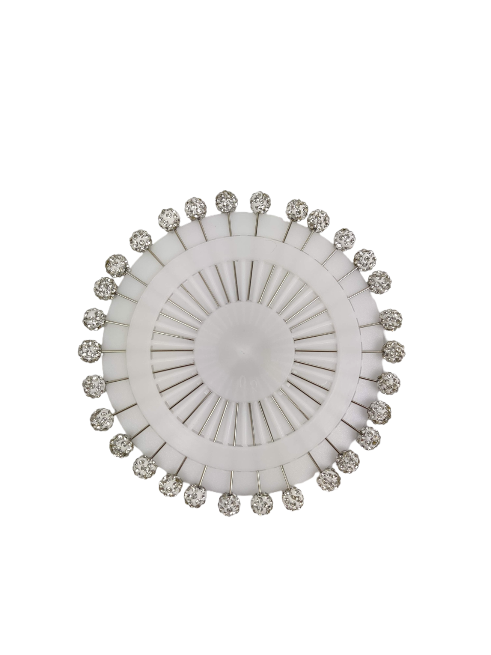 Vintage Rhinestone Ball Pin	White - Wheel of 30