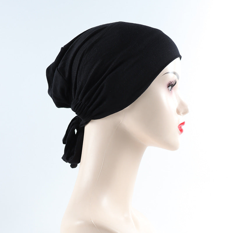 Elastic Adjustable Bonnet Undercap – Black