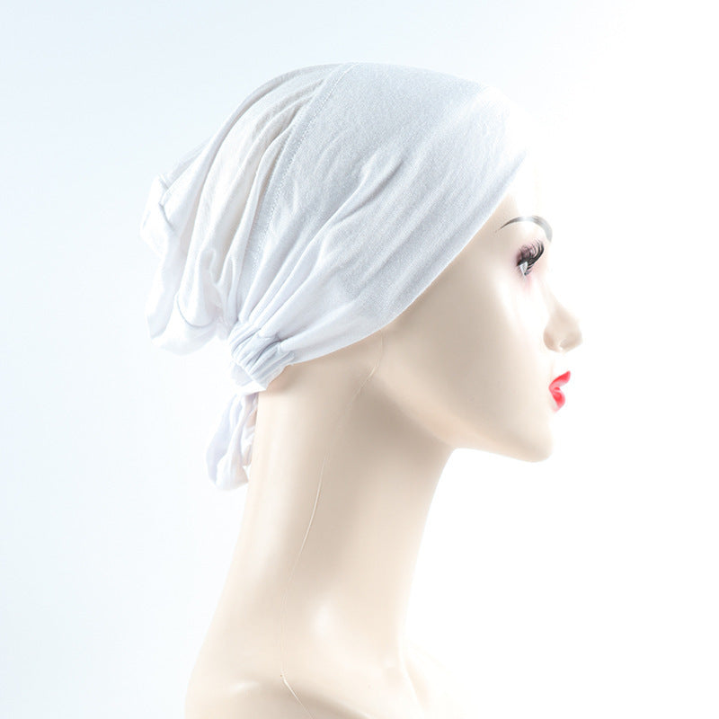 Elastic Adjustable Bonnet Undercap – White