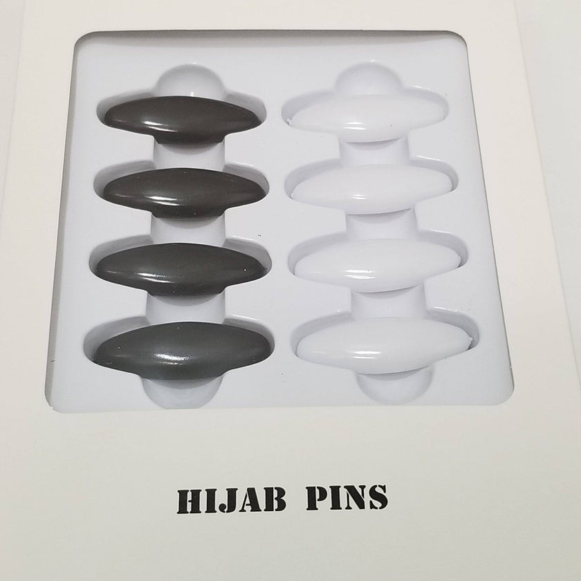 Hijab Pin - Pack of 8 - Black & White