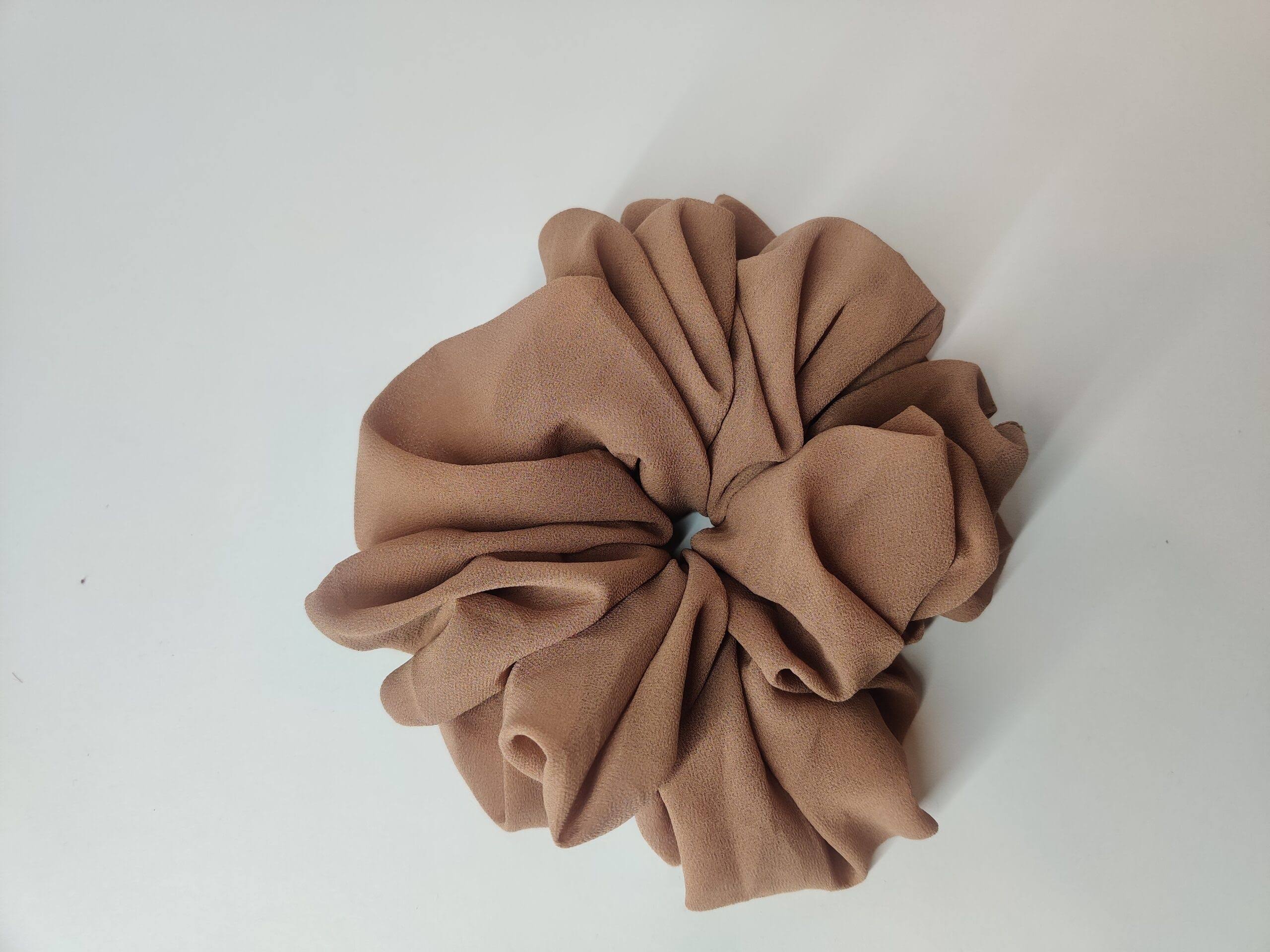 Bubble Chiffon Scrunchies - Light Brown