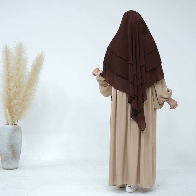 Khimar - 2 Layre front, 3 Layer Back - Coffee