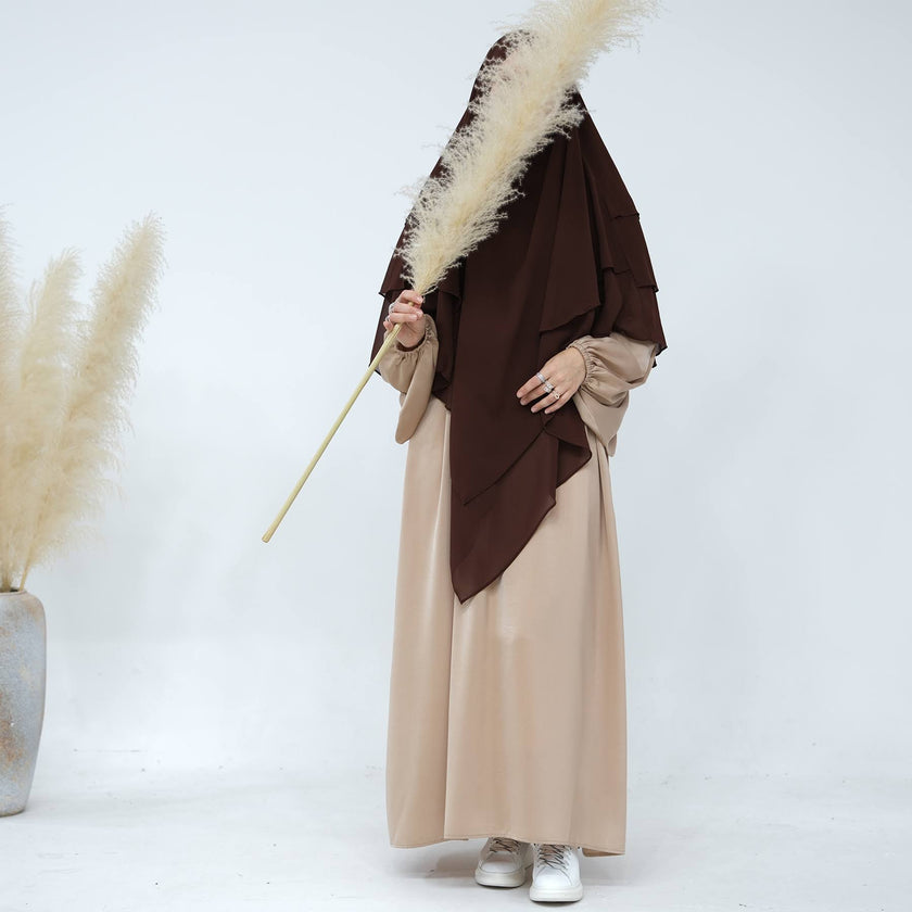 Khimar - 2 Layre front, 3 Layer Back - Coffee